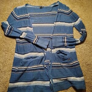 Eddie Bauer women's L blue 100% cotton lightweight cardigan